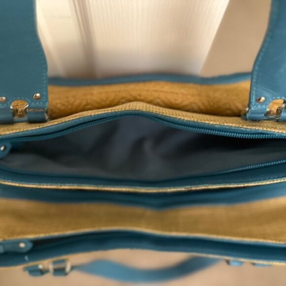 Cole Haan "Megan Straw" Shoulder/Satchel Bag with Leather Trim-VGUC - Picture 8 of 15